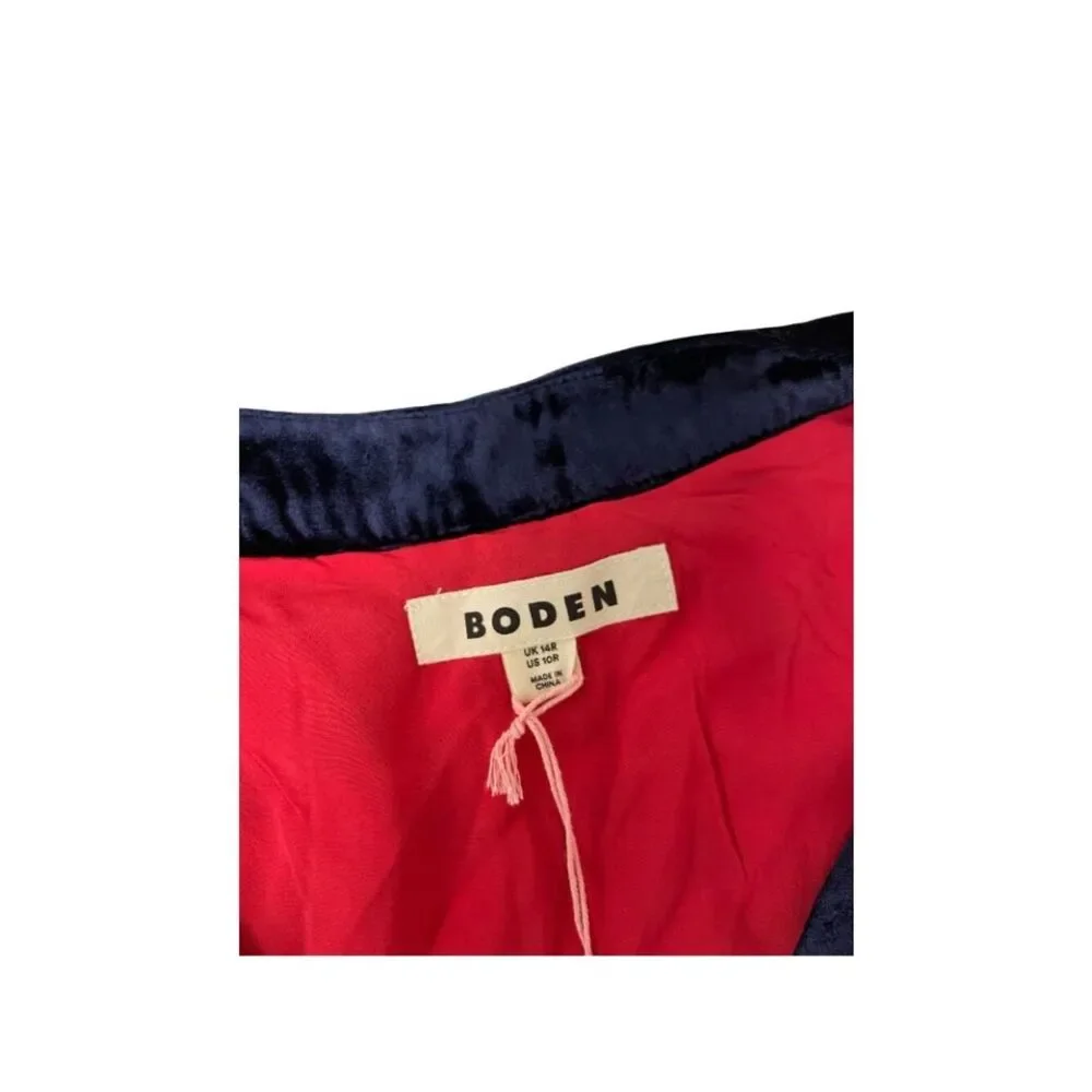 Boden Womens Dress UK 14 US 10 Red Floral Puff Sleeve Velvet Trim D1102 NWT - Picture 5 of 16